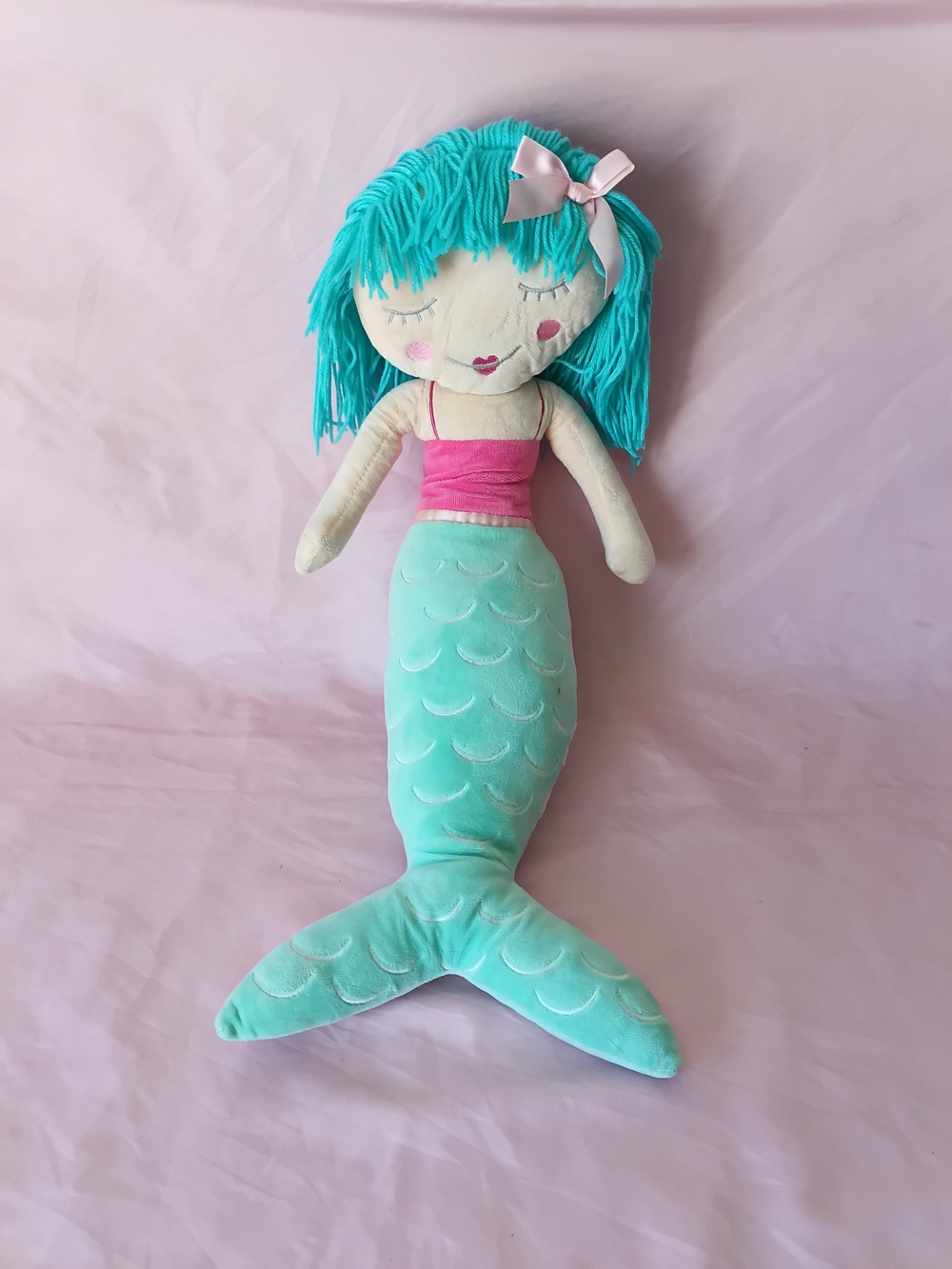 Your Zone Plush MERMAID Stuffed Doll Pillow 22" Yarn Hair